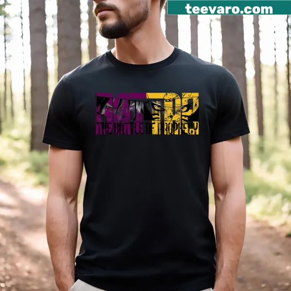 Boldly designed T-shirt featuring epic battle theme