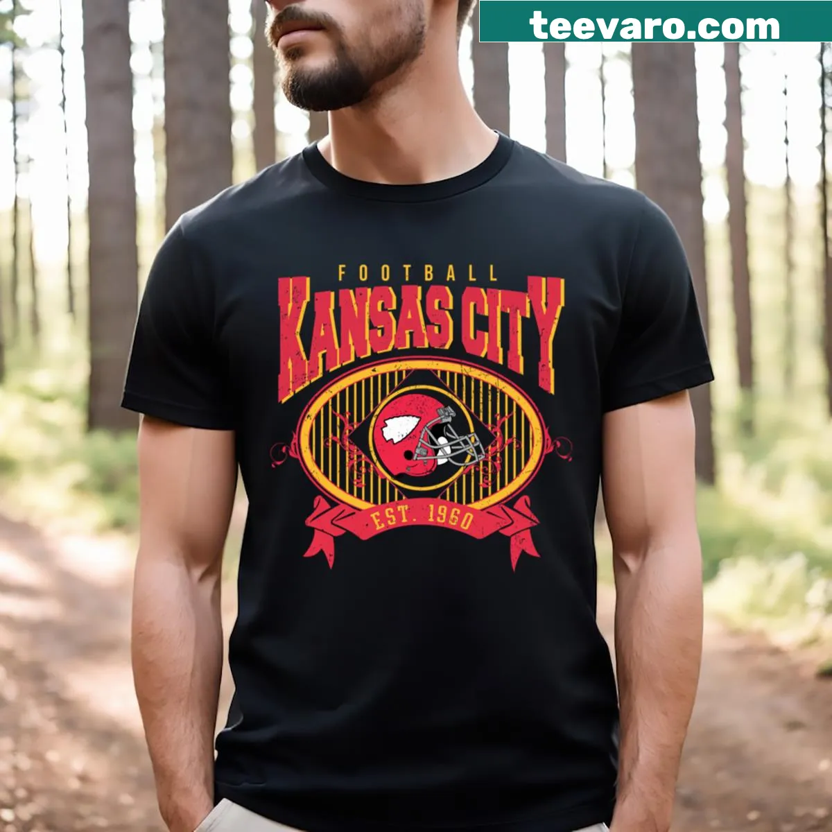 Kansas City football shirt featuring bold typography for fans — on a men's t-shirt