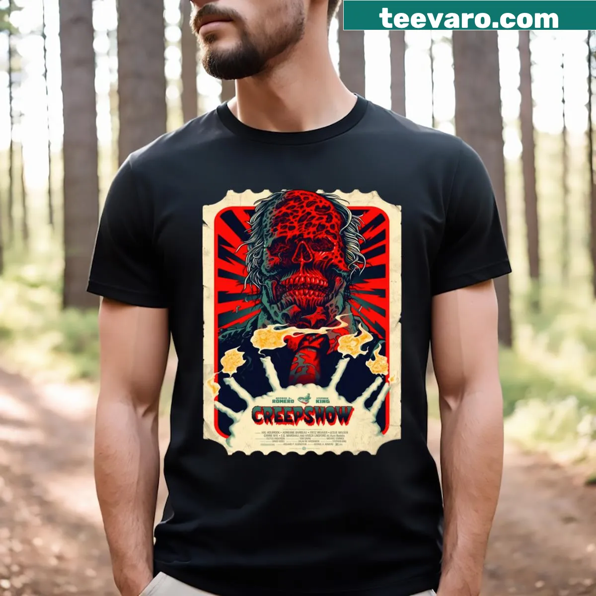 Creepshow movie art T-shirt with horror-themed graphic — on a men's t-shirt