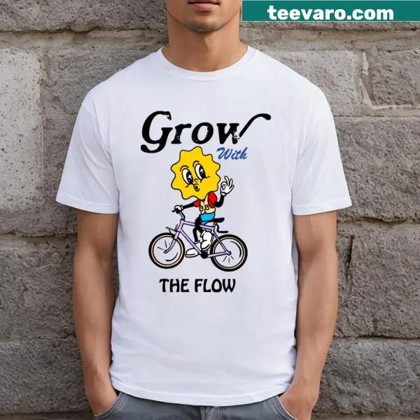 Illustrative cycling character T-shirt depicting a fun bike ride