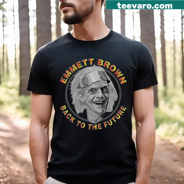 Vintage-style T-shirt celebrating Emmett Brown from Back to the Future