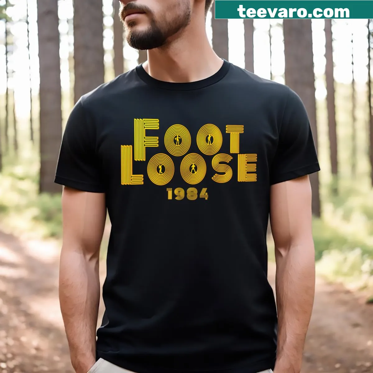 Retro Footloose graphic T-shirt celebrating dance and fun — on a men's t-shirt