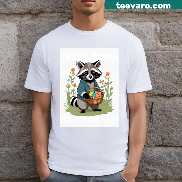 Whimsical raccoon in Easter bunny costume T-shirt