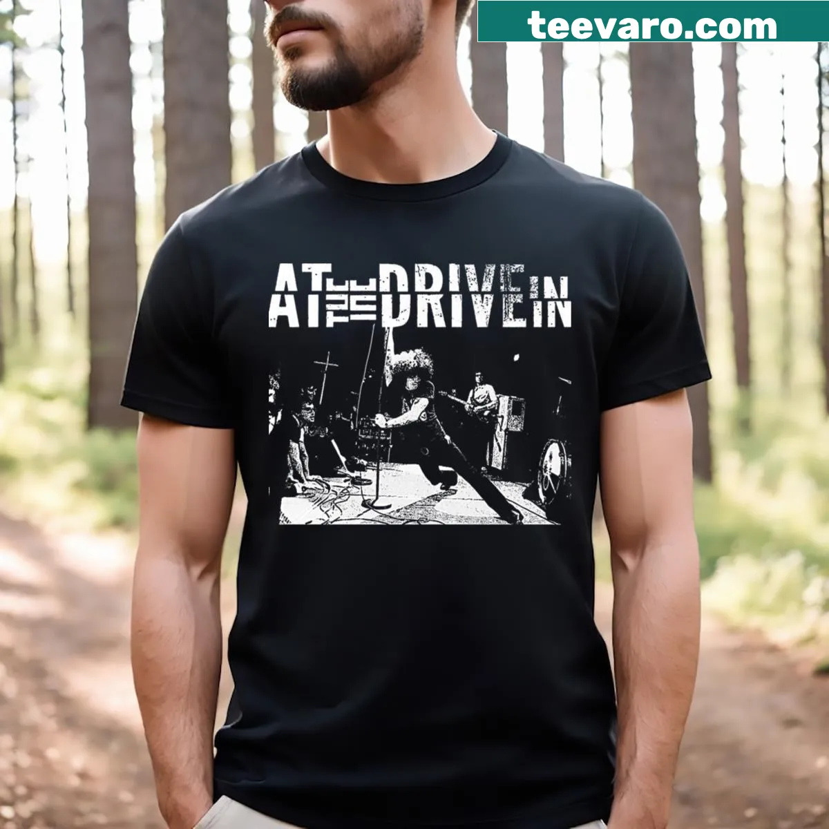 Drive-in movie themed t-shirt design celebrating cinema — on a men's t-shirt