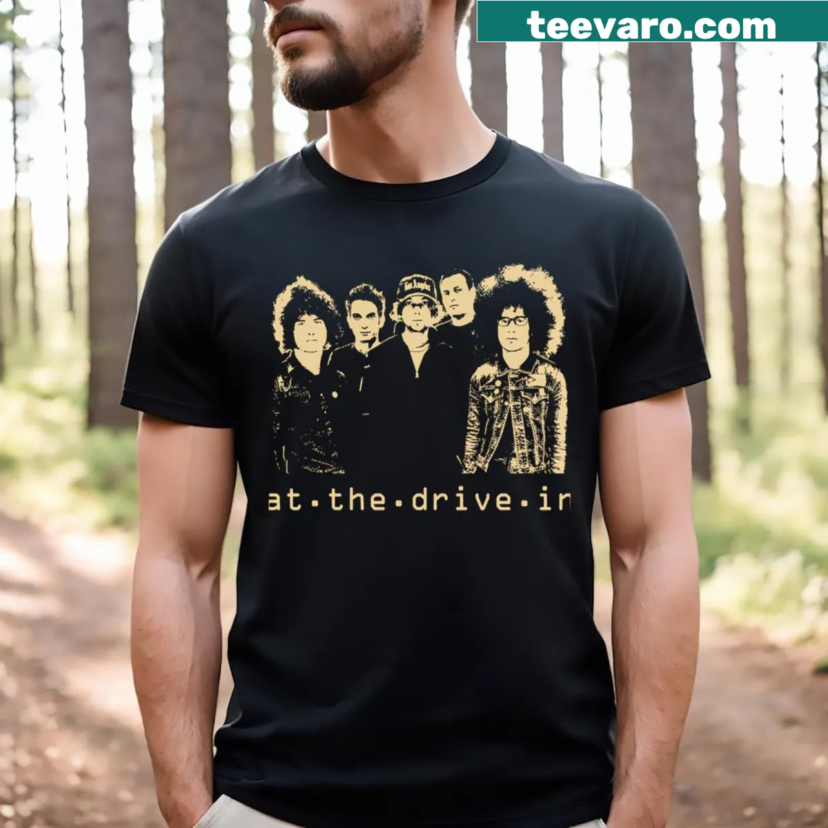 Vintage drive-in music t-shirt celebrating films and tunes — on a men's t-shirt