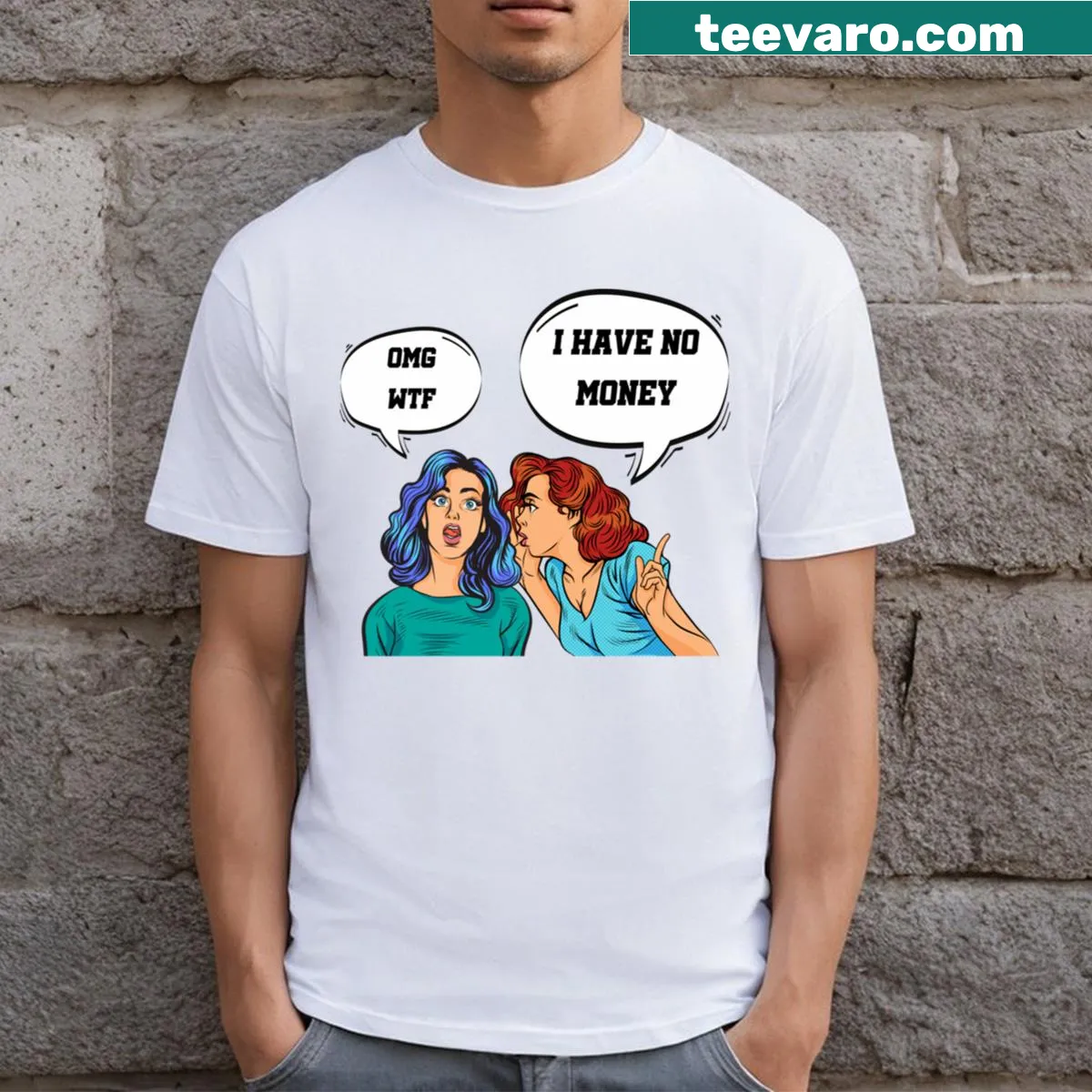 Funny T-shirt with a sarcastic phrase about money — on a men's t-shirt