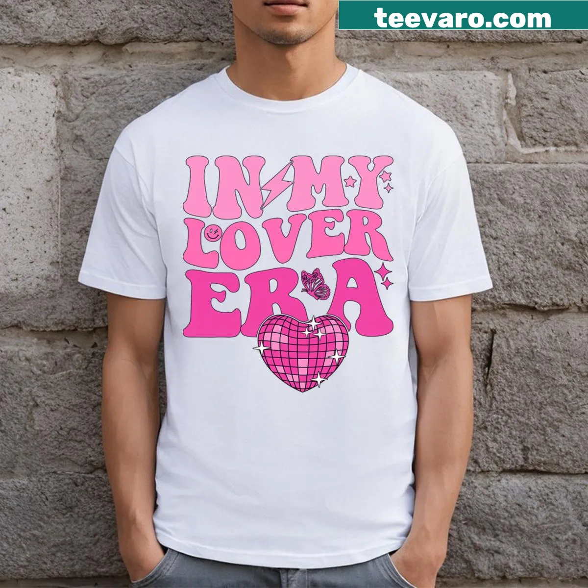 Cute Valentine's Day shirt for girls with playful illustrations — on a men's t-shirt