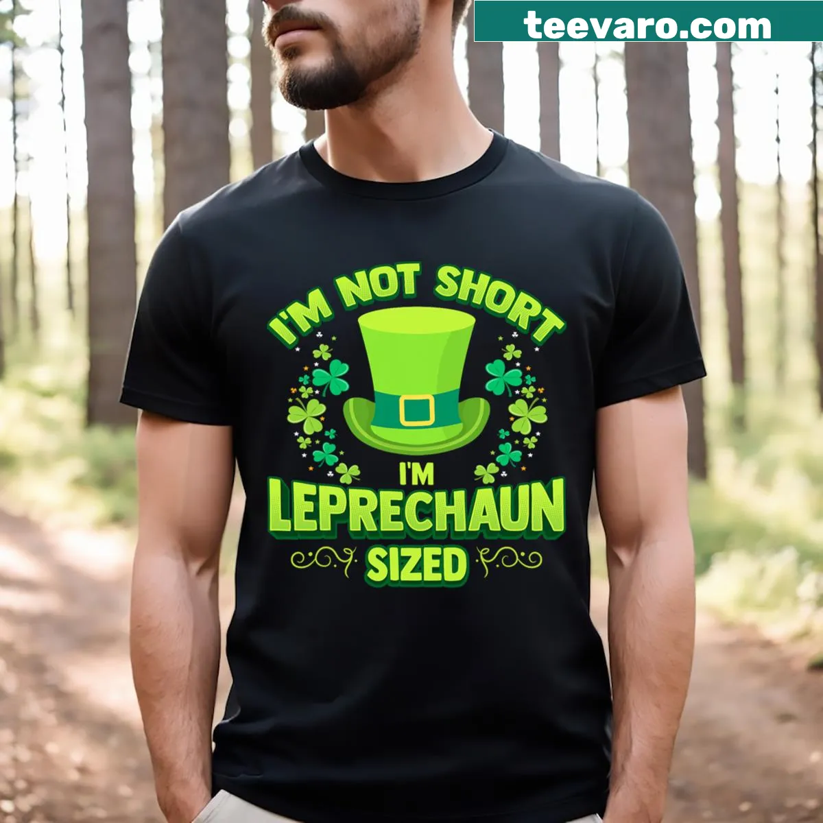 Whimsical Irish leprechaun graphic on a T-shirt — on a men's t-shirt