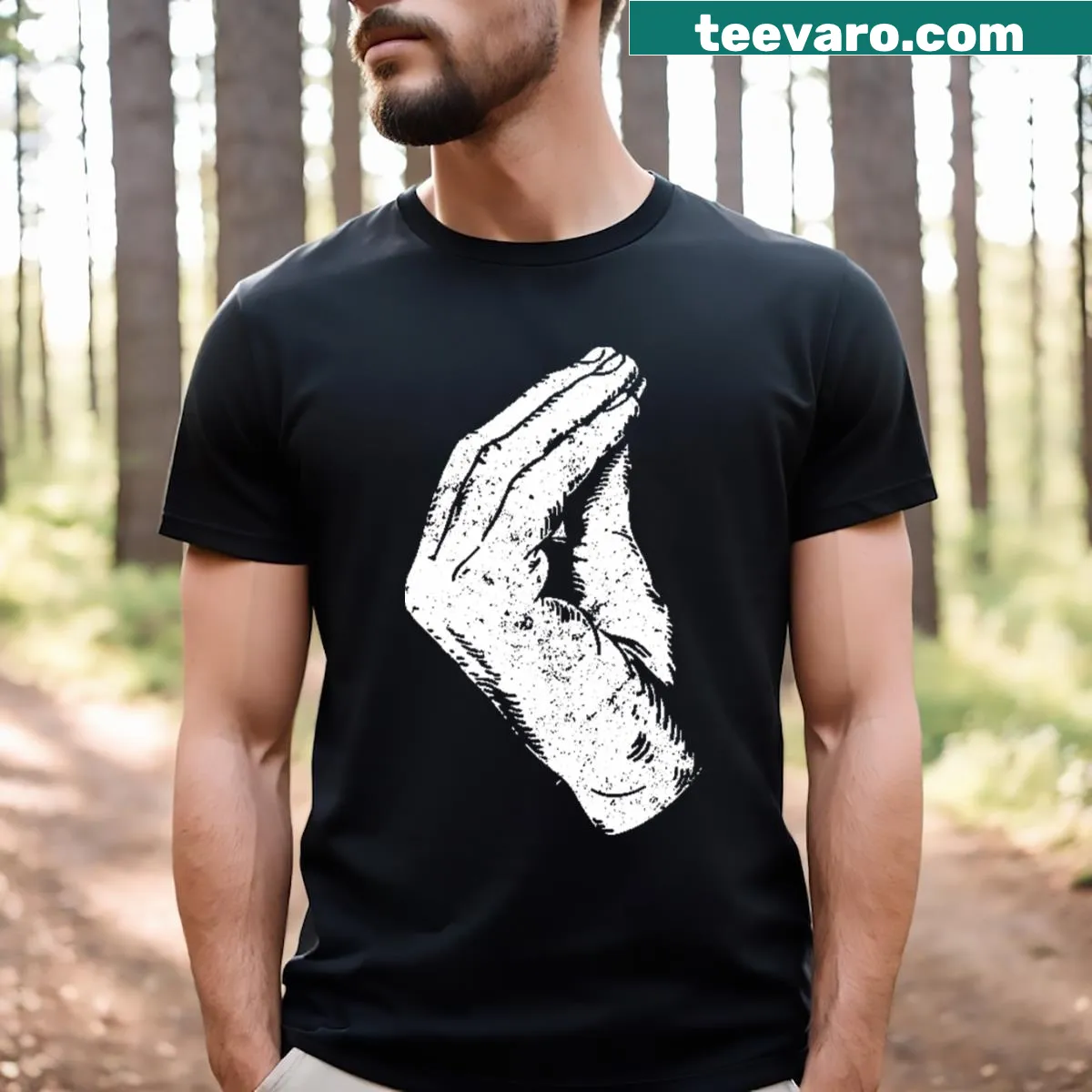 Humorous Italian hand gesture graphic on a T-shirt — on a men's t-shirt
