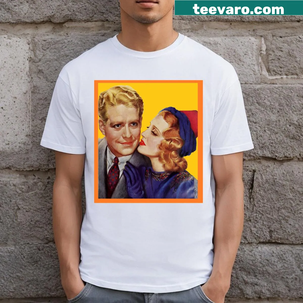 Typography design celebrating Jeanette Macdonald and Nelson Eddy on a t-shirt. — on a men's t-shirt