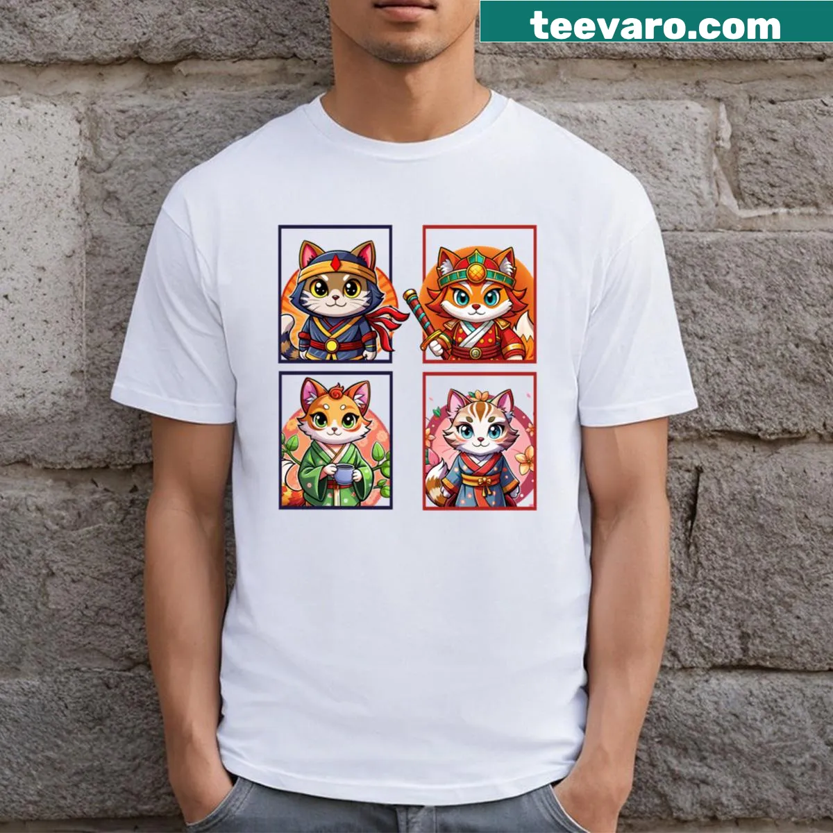 Kawaii cat graphic on a t-shirt. — on a men's t-shirt
