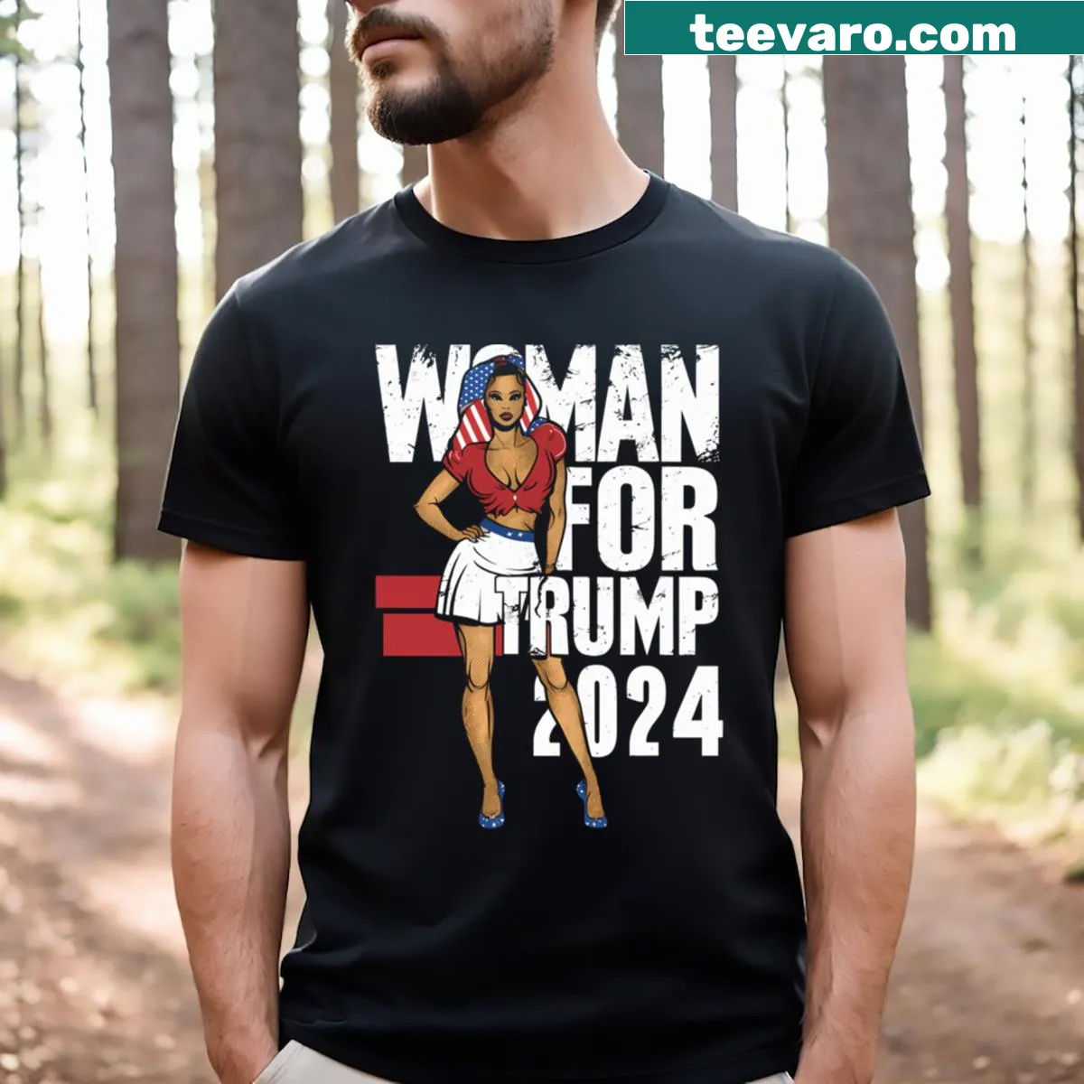 Pro-Trump graphic T-shirt for Latin women supporting 2024 election — on a men's t-shirt
