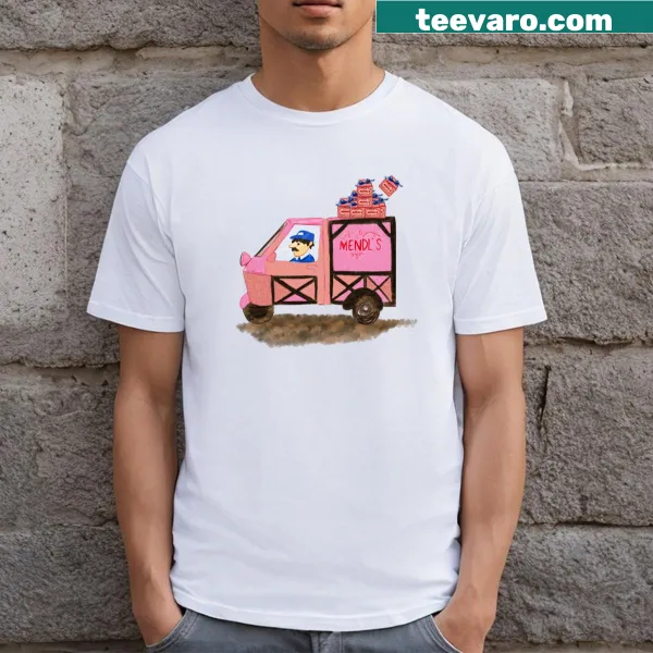 Illustration of Mendl's pink van from Grand Budapest Hotel on T-shirt