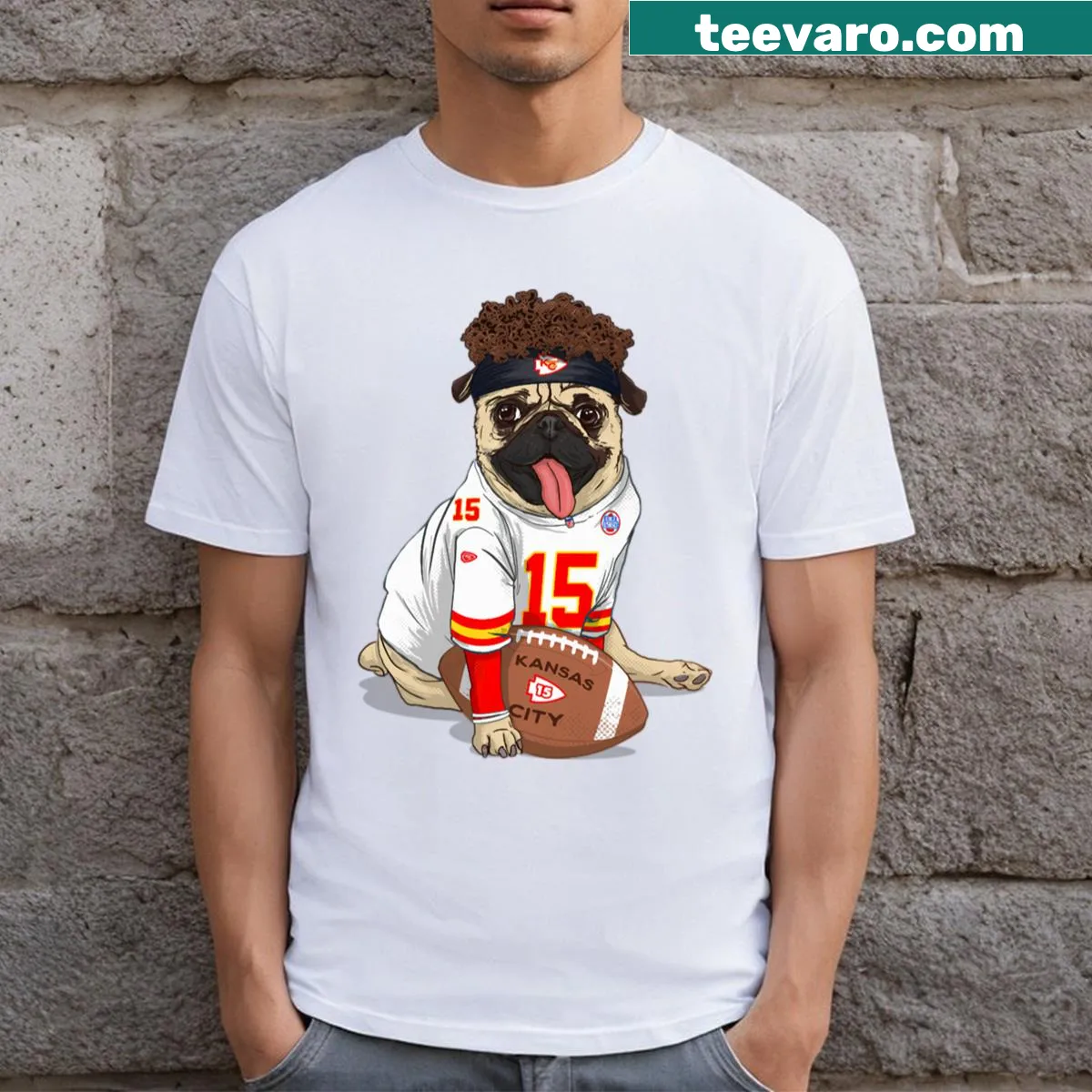 T-shirt featuring Patrick Mahomes' name and Chiefs logo — on a men's t-shirt
