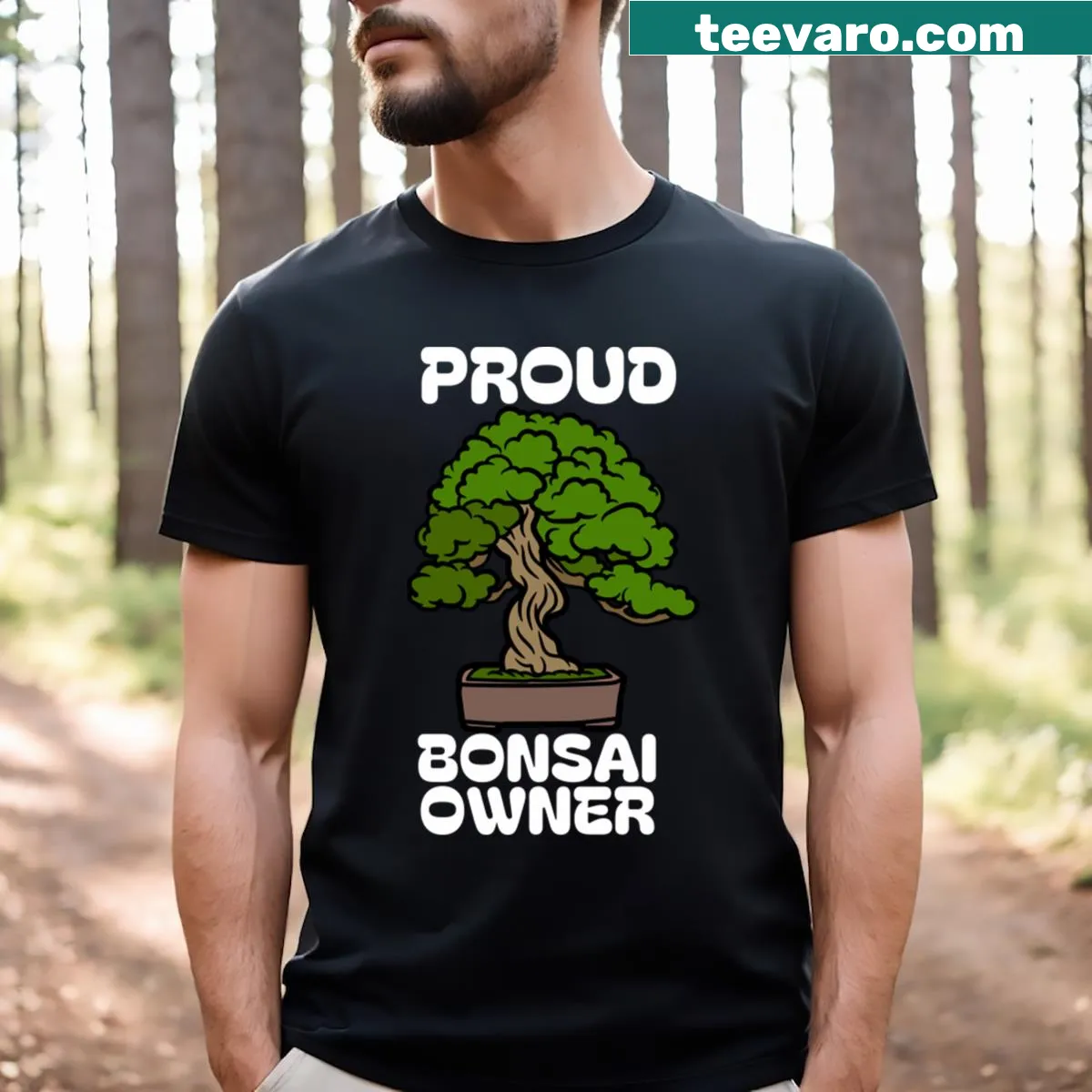Bonsai tree illustration on a proud bonsai owner T-shirt — on a men's t-shirt