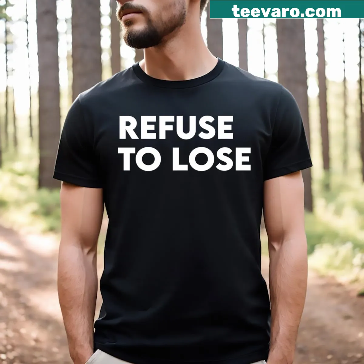 Motivational T-shirt with 'Refuse To Lose' typography. — on a men's t-shirt