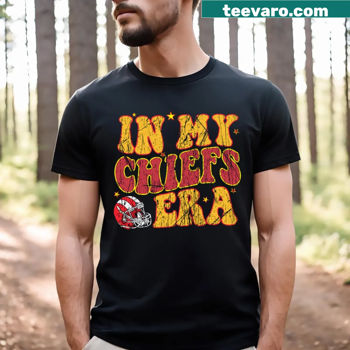 Retro t-shirt honoring the Kansas City Chiefs with bold lettering — on a men's t-shirt
