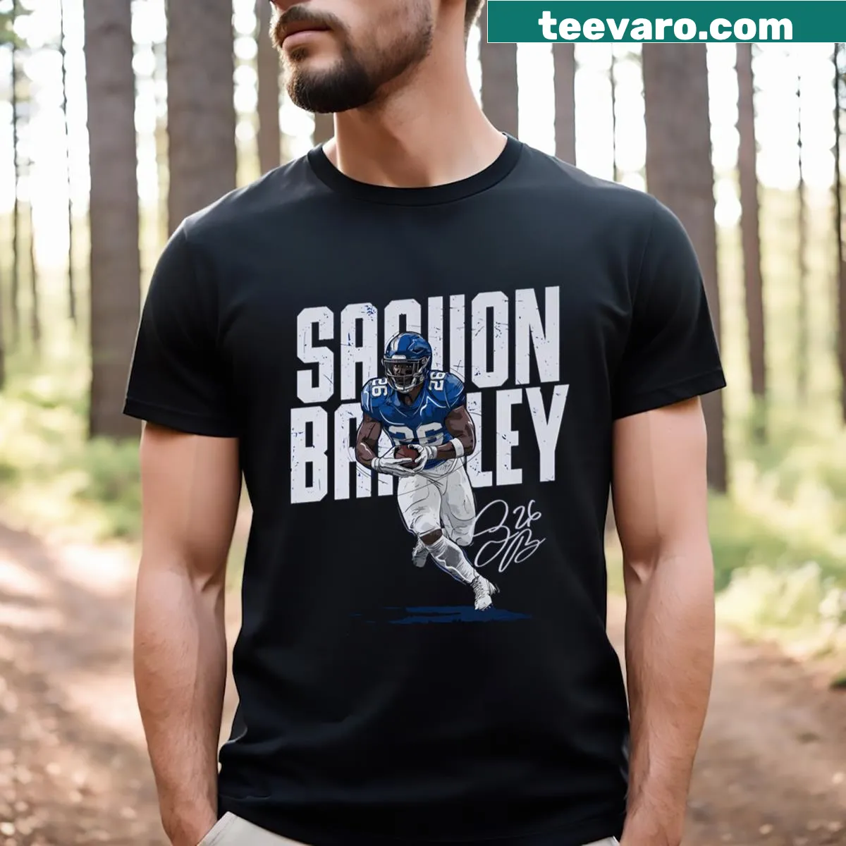 Saquon Barkley New York G Chisel t-shirt featuring bold typography — on a men's t-shirt