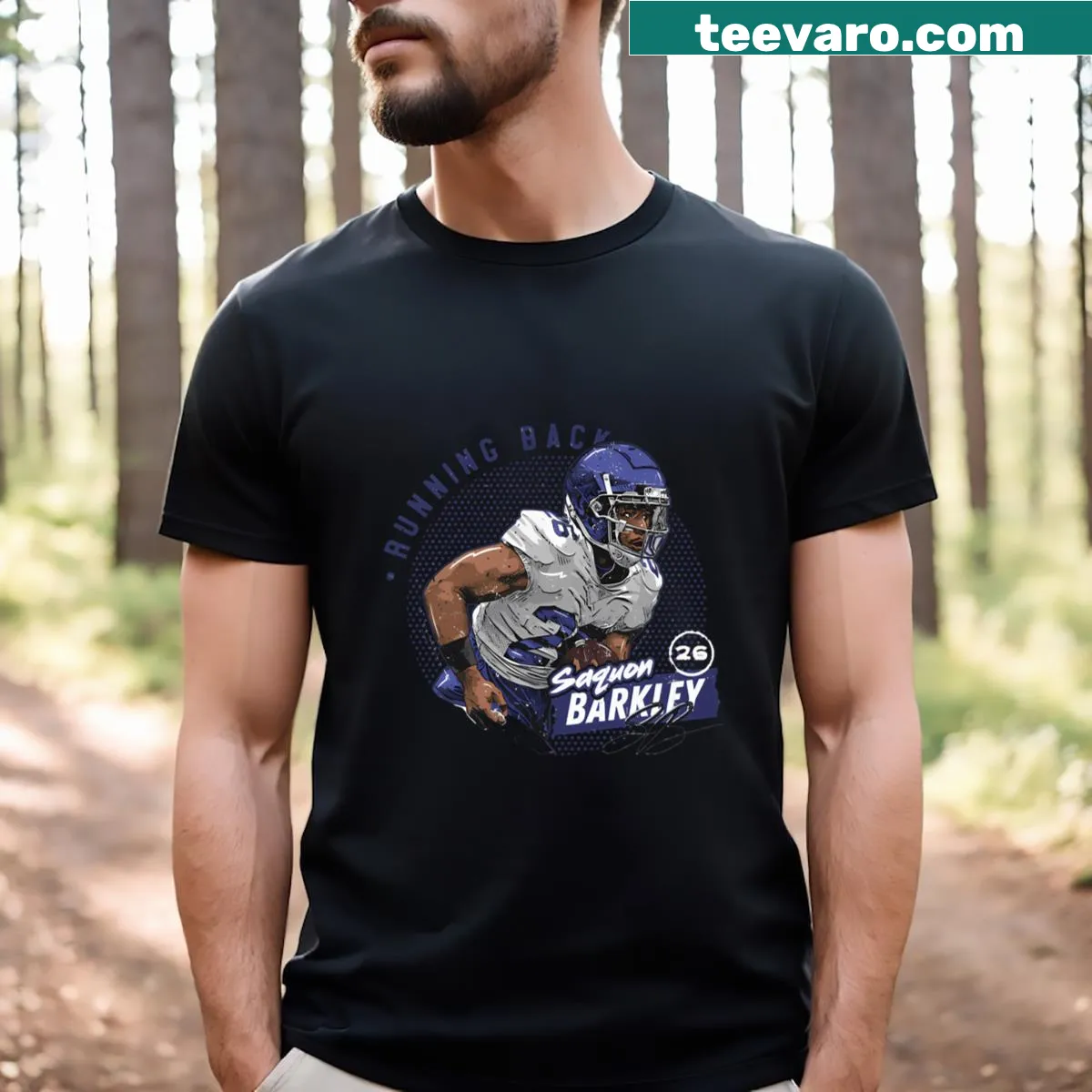 Saquon Barkley New York G Dots t-shirt featuring unique typography — on a men's t-shirt