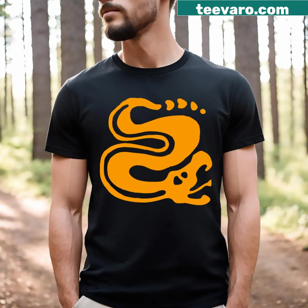 Silver Snakes band illustration t-shirt design — on a men's t-shirt