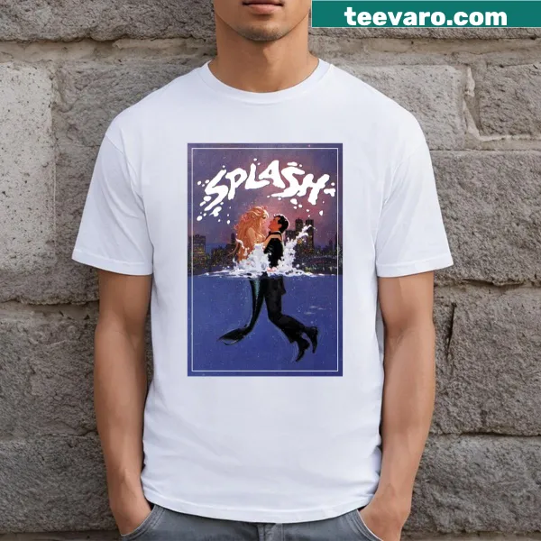Playful splash-themed T-shirt with dynamic graphic design