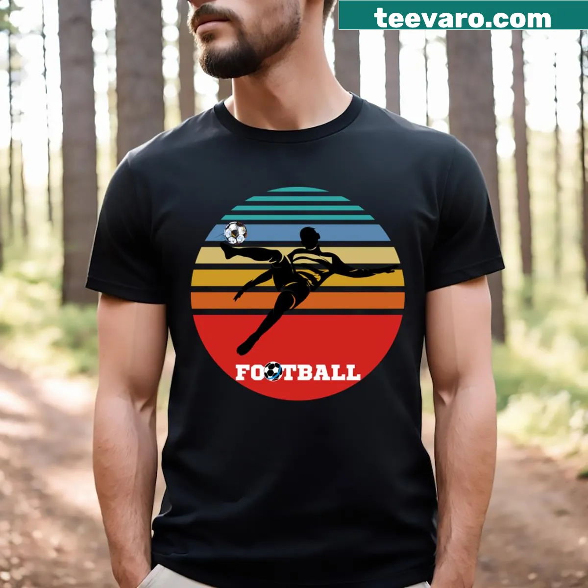 Football-themed men's essential t-shirt with playful design. — on a men's t-shirt