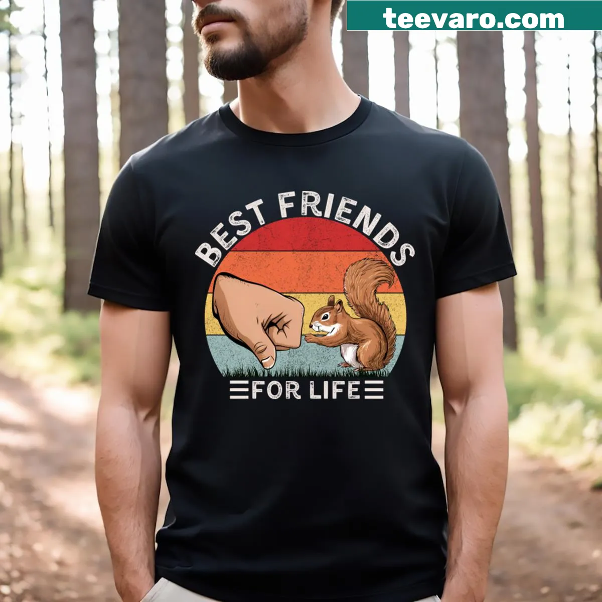 Cute cartoon squirrels on a shirt symbolizing friendship — on a men's t-shirt