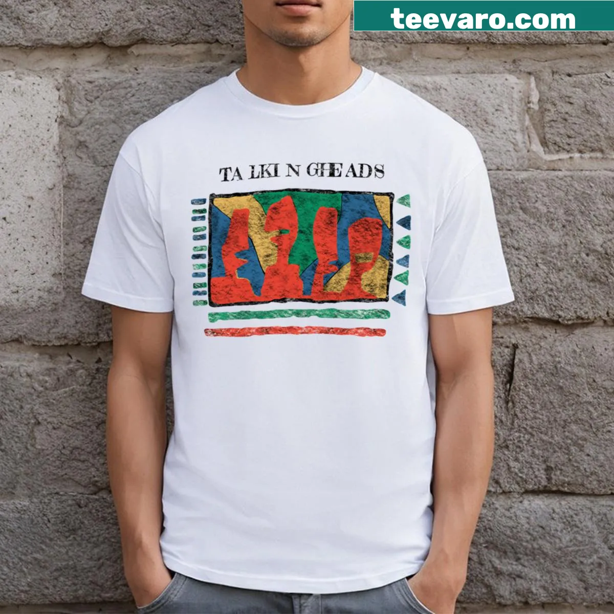 Vintage-style shirt featuring a graphic related to Talking Heads band. — on a men's t-shirt