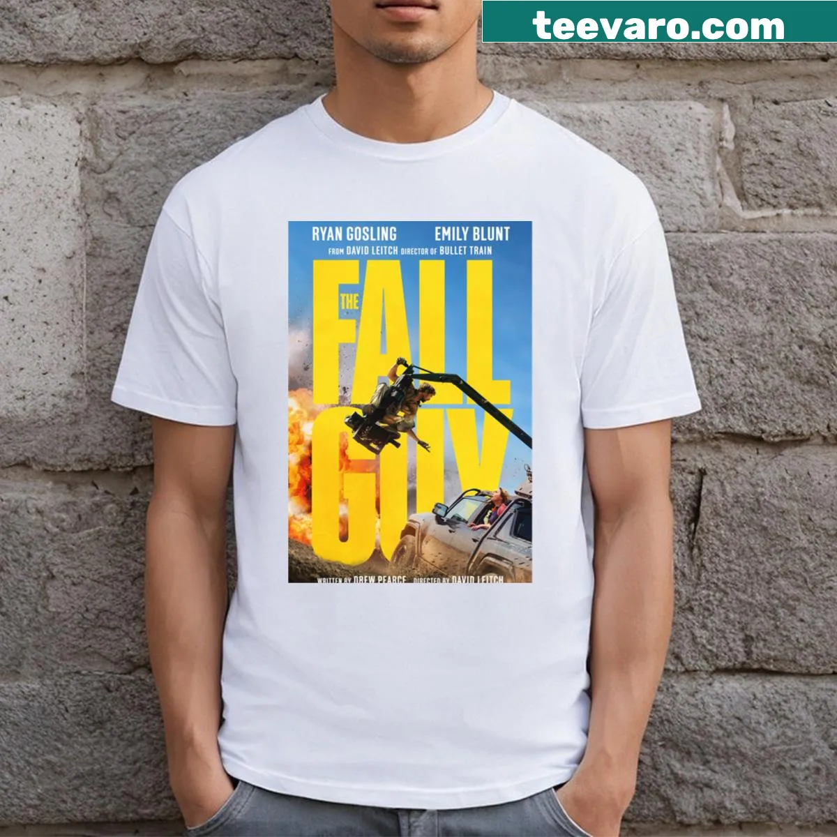 T-shirt featuring graphics from the movie 'The Fall Guy' — on a men's t-shirt