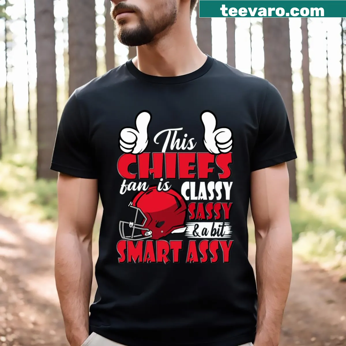 Active T-shirt with humorous text about being classy and sassy for football fans. — on a men's t-shirt