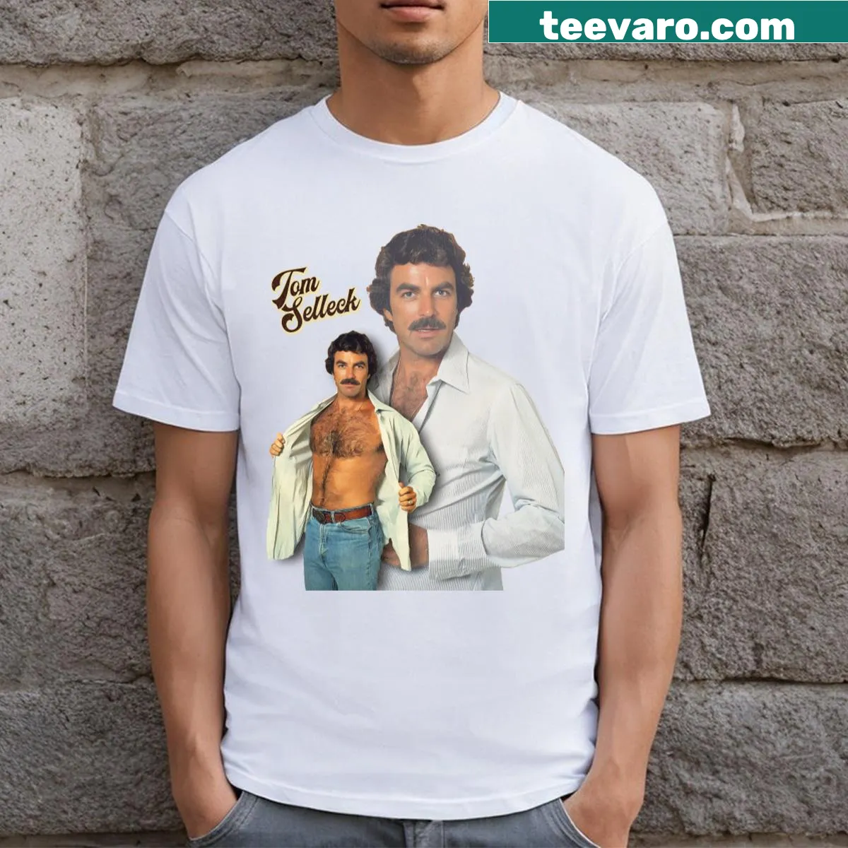 Funny T-shirt with text Tom Selleck Is The Daddy — on a men's t-shirt