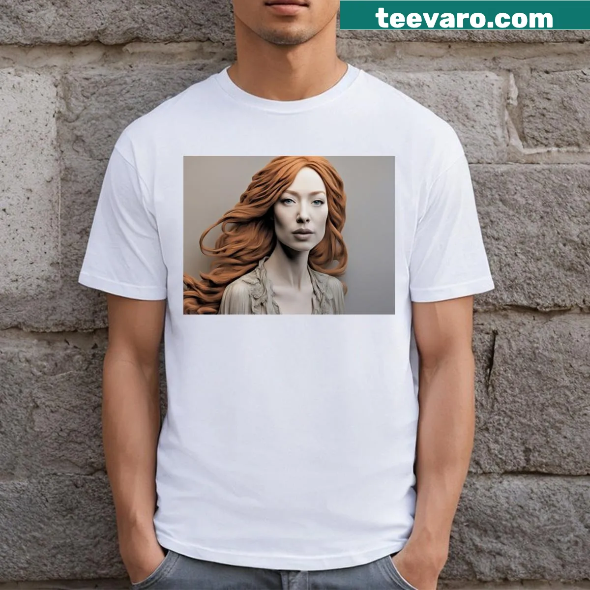 Illustrative T-shirt featuring Tori Amos in a creative design — on a men's t-shirt