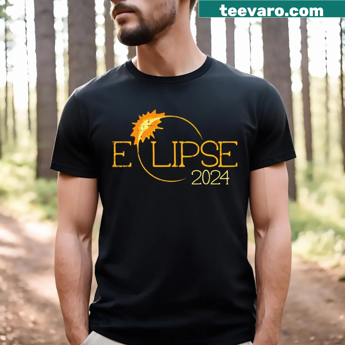 Total Solar Eclipse 2024 t-shirt design for family and friends — on a men's t-shirt