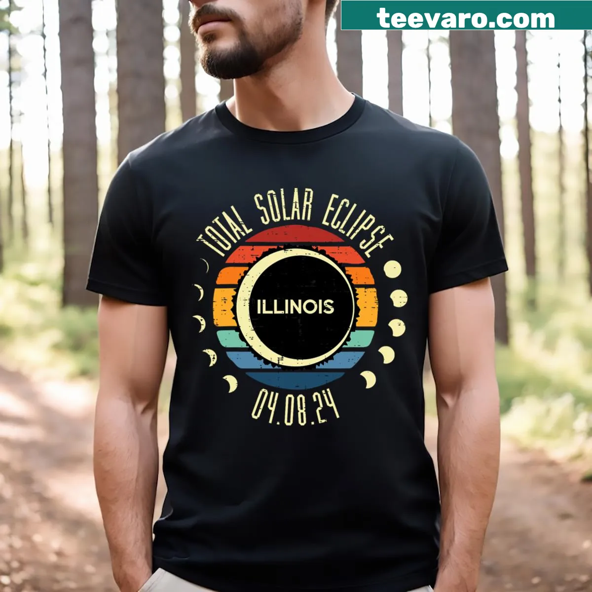 Illinois-themed retro T-shirt for the solar eclipse — on a men's t-shirt