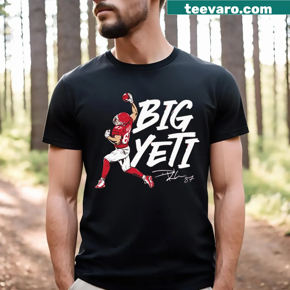 Whimsical Yeti illustration on a playful T-shirt design. — on a men's t-shirt