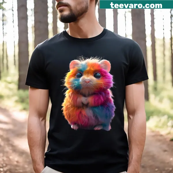 Cute T-shirt featuring a sad cartoon hamster