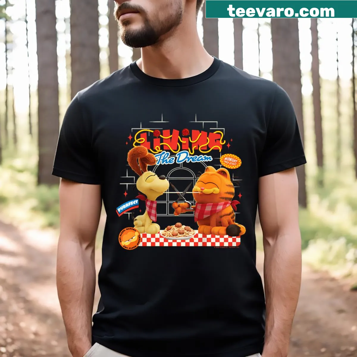 Vintage T-shirt featuring animated comedy film design — on a men's t-shirt