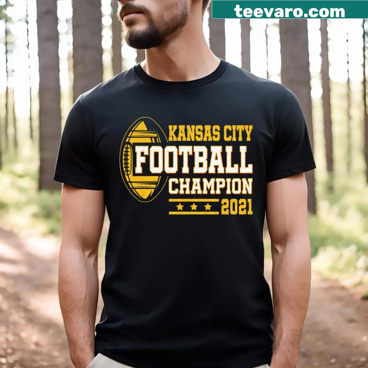 Vintage T-shirt celebrating Kansas City football champions 2021 — on a men's t-shirt