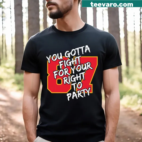 Playful 'Fight For Your Right To Party' t-shirt with Chiefs theme