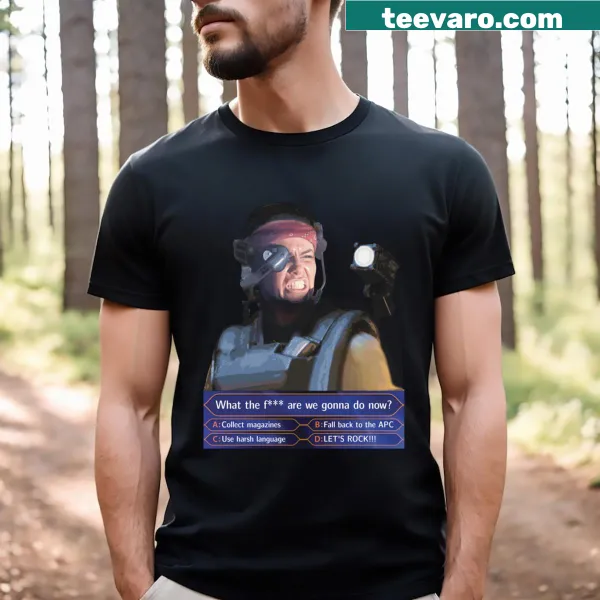 Cartoon parody t-shirt featuring a character from Aliens and a game show