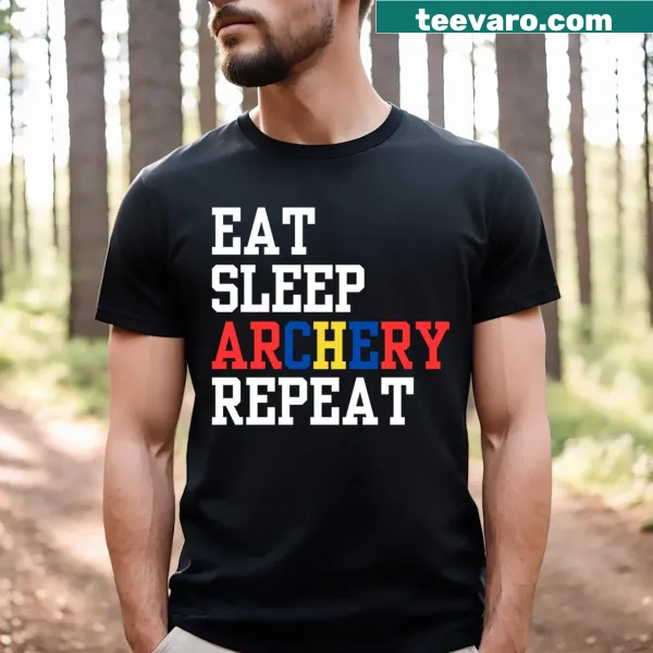 Archery-themed T-shirt with bold graphics