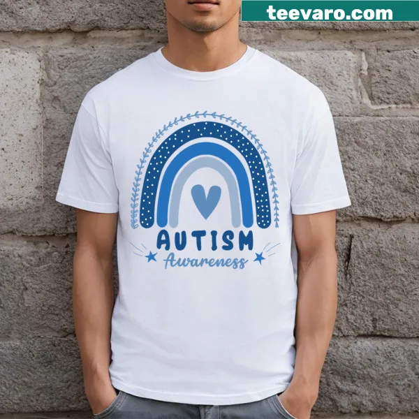 Shirt featuring the words Respect, Love, Support, and Acceptance for Autism Awareness.