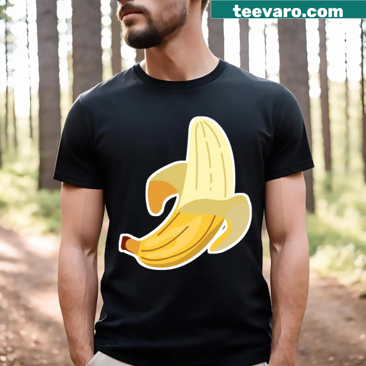 Adorable Banana Cutie T-shirt featuring a cheerful banana graphic — on a men's t-shirt