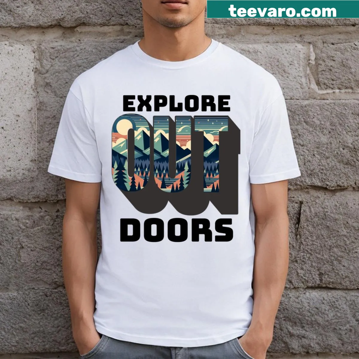 Inspirational Be Bold Explore Outdoors t-shirt with adventurous graphics. — on a men's t-shirt