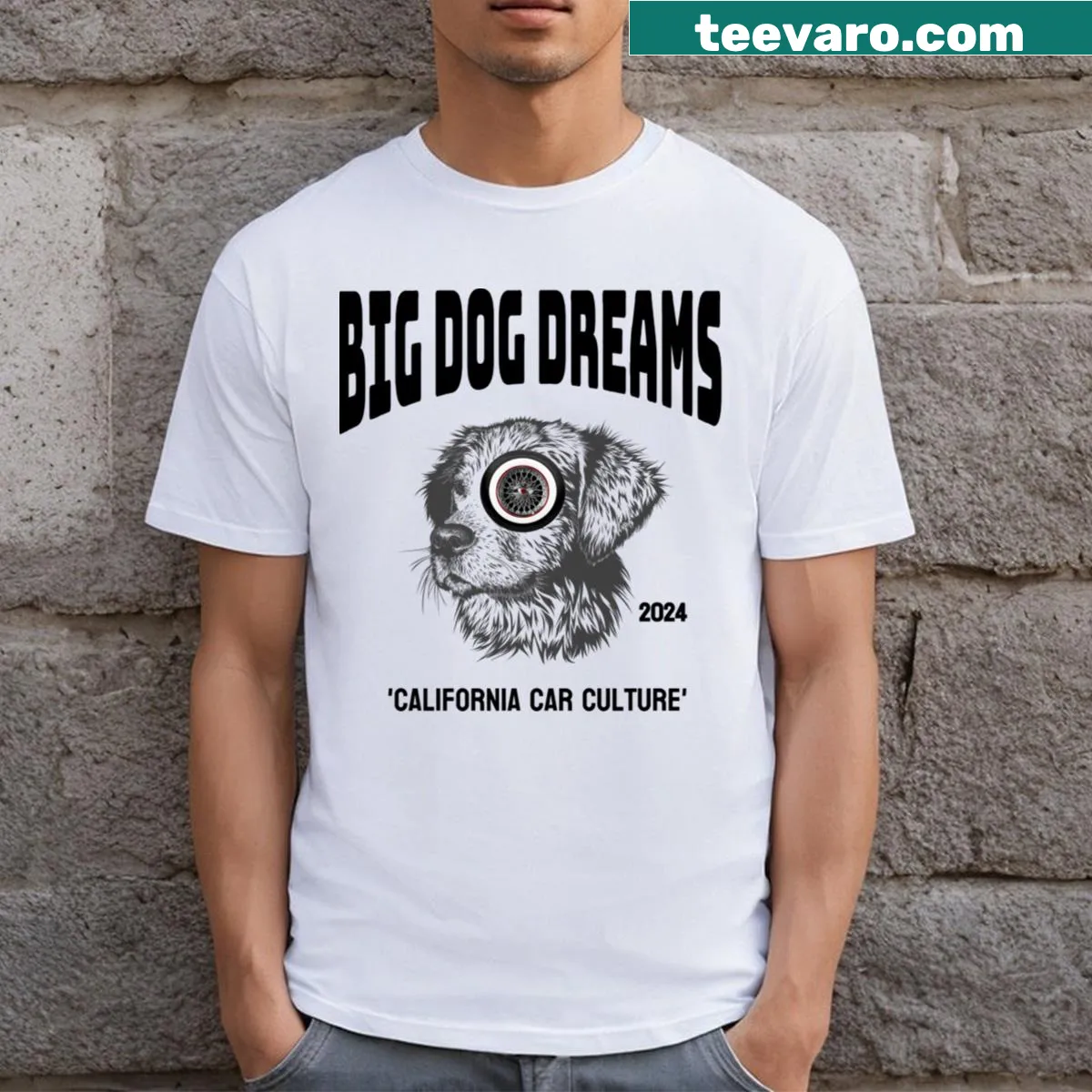 T-shirt celebrating California car culture with a nostalgic design — on a men's t-shirt