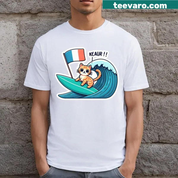 Playful cat in a barrel illustration t-shirt