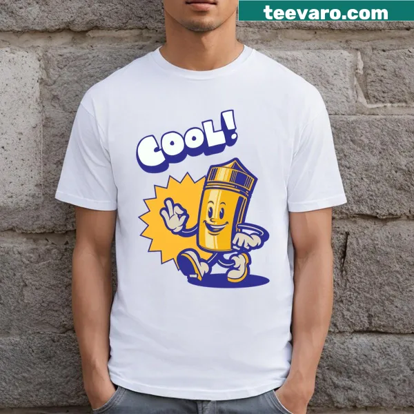 Minimalist 'Cool!' typography t-shirt on a white background