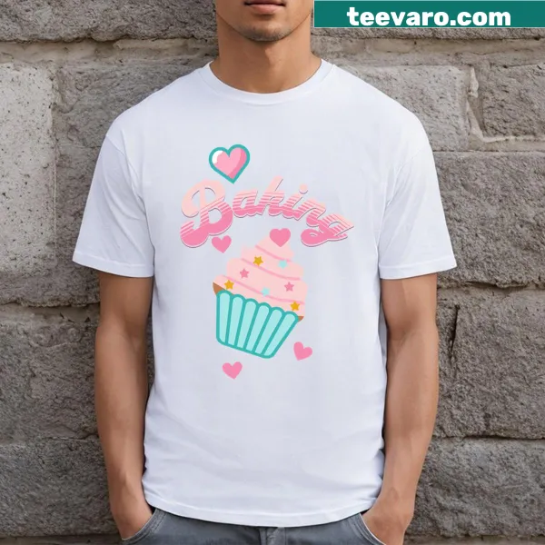 Whimsical cupcake design with fun typography on a T-shirt