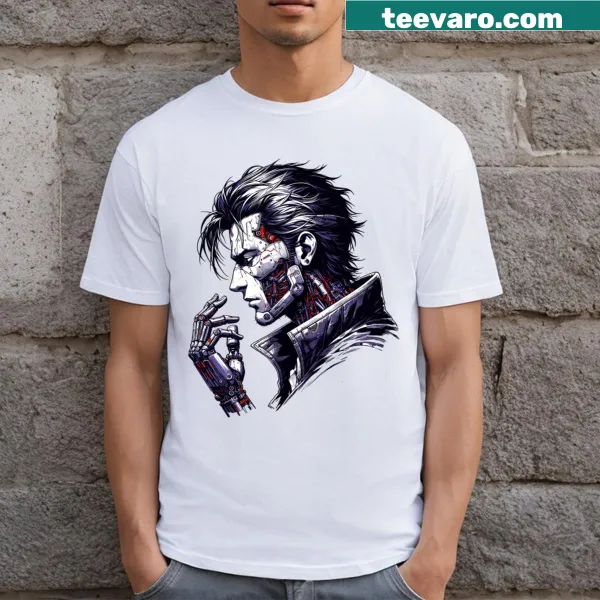 Playful cyborg character illustration T-shirt