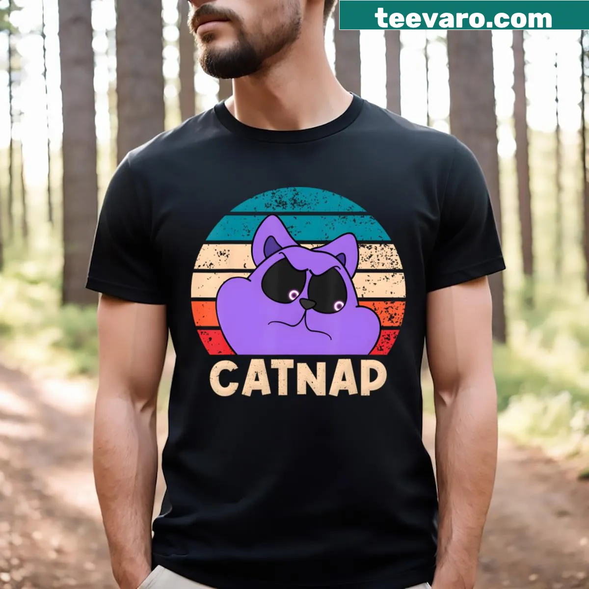 Cute illustration of a dog on a purple-themed t-shirt — on a men's t-shirt